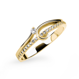 Zlatý dámský prsten DF 2950 ze žlutého zlata, s briliantem