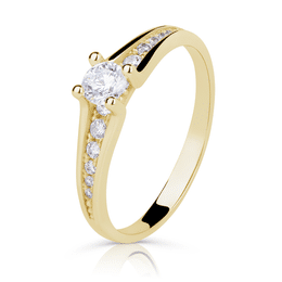 Zlatý zásnubní prsten DF 2956, žluté zlato, s briliantem