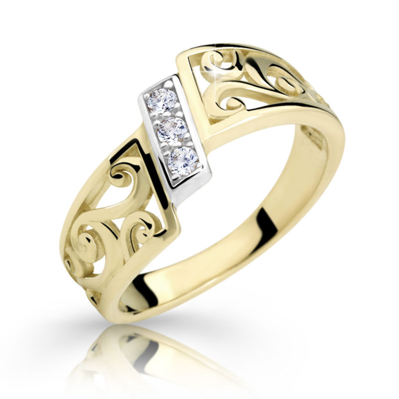Zlatý prsten DF 2374 ze žlutého zlata, s briliantem 64