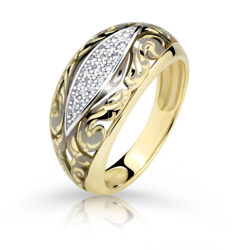 Zlatý prsten DF 2165 ze žlutého zlata, s briliantem 46