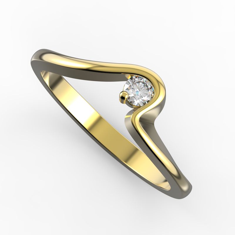 Zlatý dámský prsten DF 3219 ze žlutého zlata, s briliantem 65