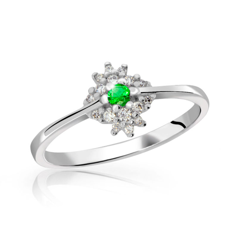 Zlatý zásnubní prsten DF 3055, bílé zlato, smaragd s diamanty 64