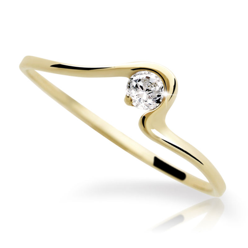 Zlatý prsten DF 1082 ze žlutého zlata, s briliantem 48