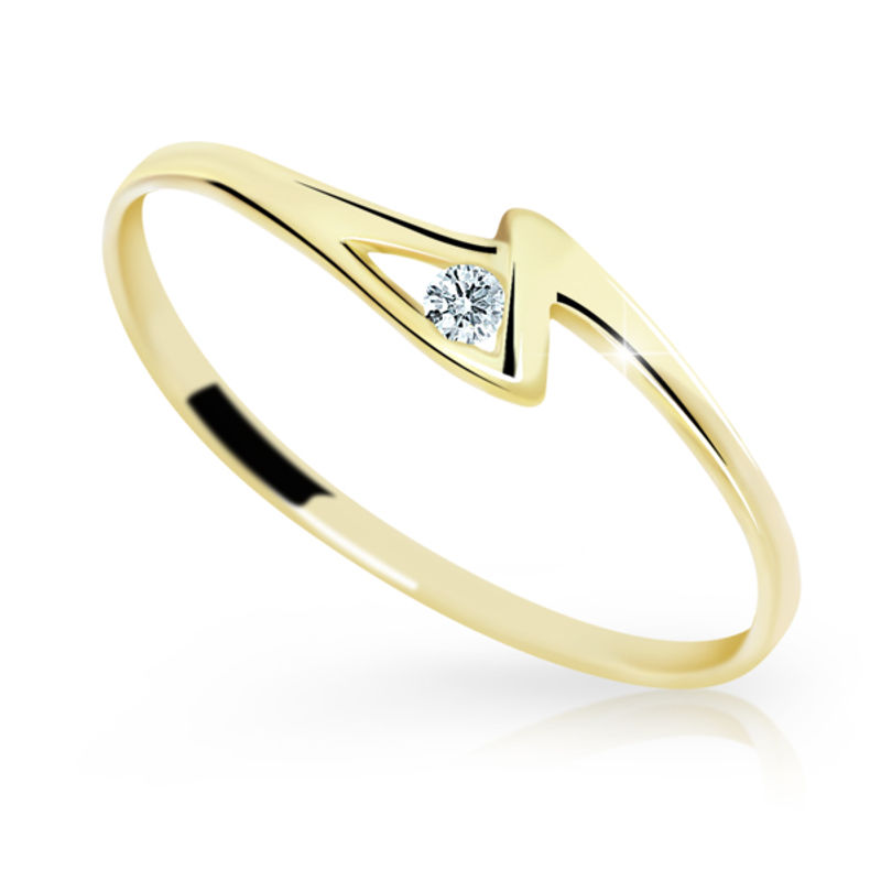 Zlatý prsten DF 1138 ze žlutého zlata, s briliantem 57