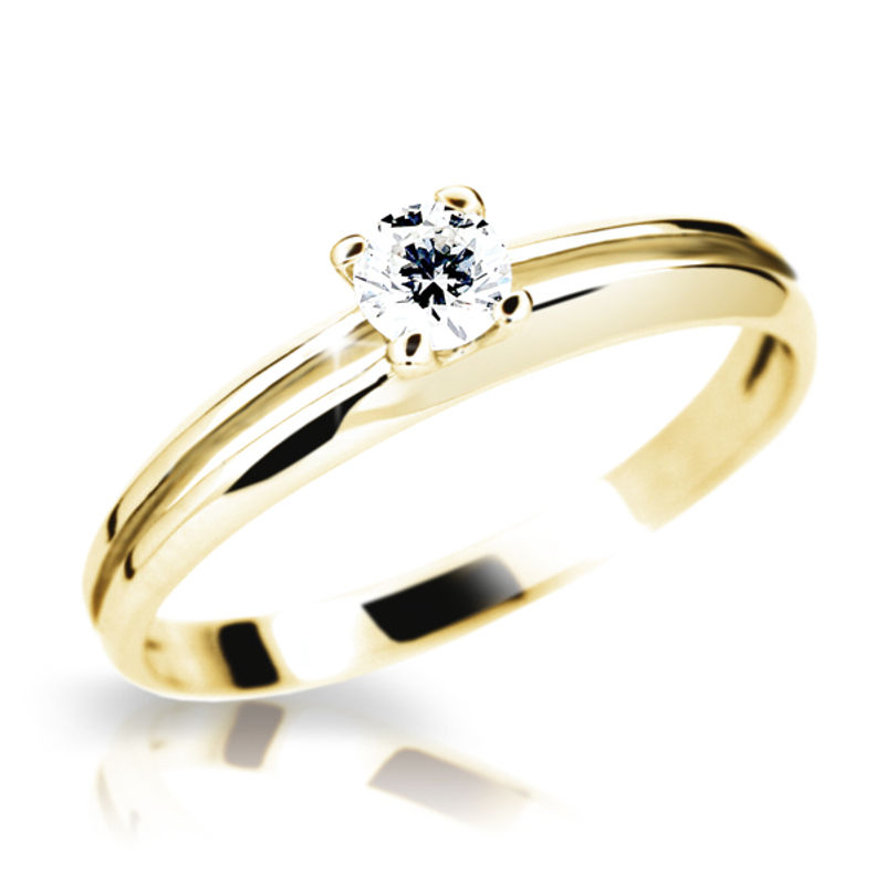 Zlatý prsten DF 1272 ze žlutého zlata, s briliantem 56