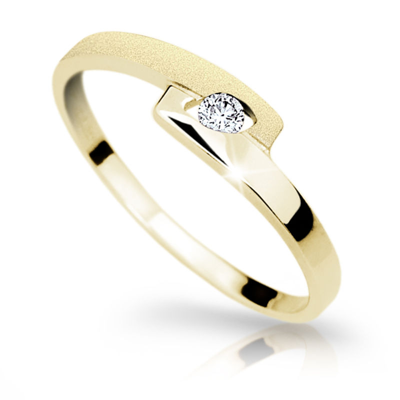 Zlatý prsten DF 1284 ze žlutého zlata, s briliantem 48