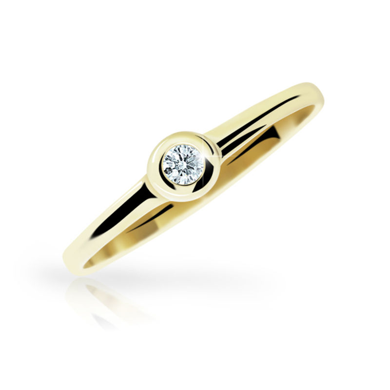 Zlatý prsten DF 1286 ze žlutého zlata, s briliantem 46