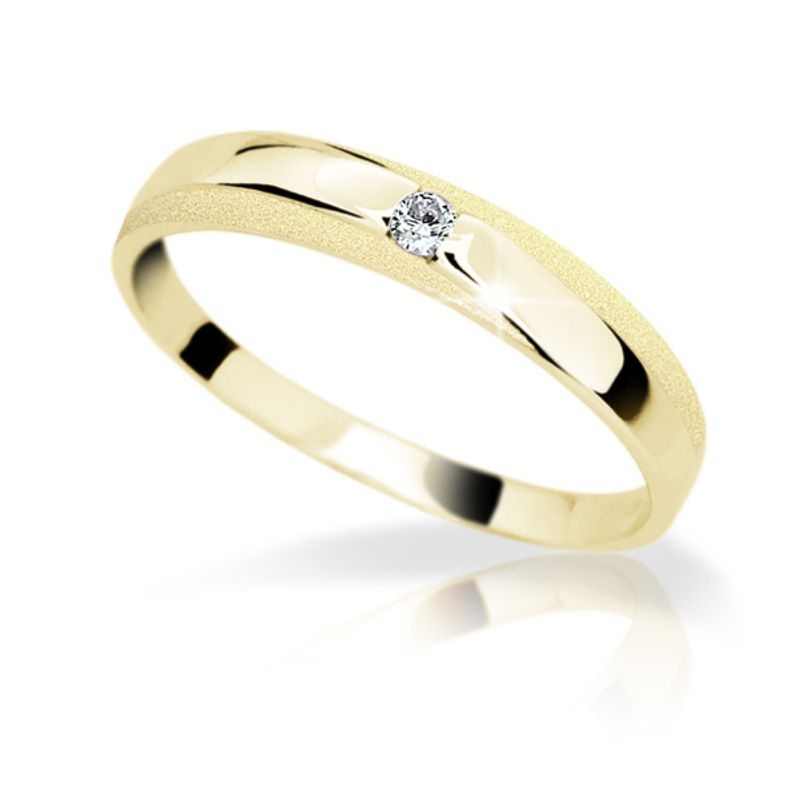 Zlatý prsten DF 1617 ze žlutého zlata, s briliantem 51