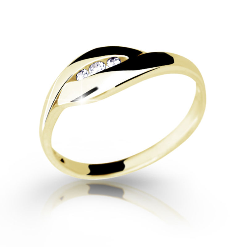 Zlatý prsten DF 1618 ze žlutého zlata, s briliantem 54