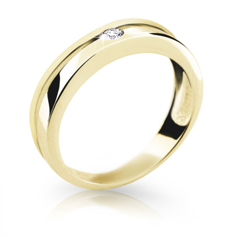 Zlatý prsten DF 1710 ze žlutého zlata, s briliantem 51