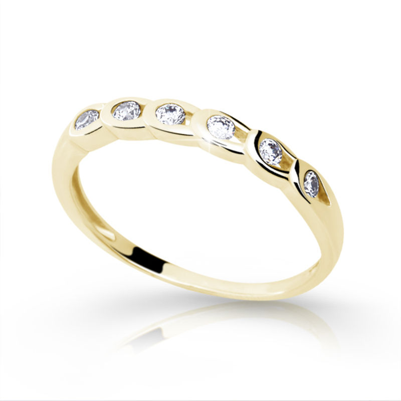 Zlatý prsten DF 1712 ze žlutého zlata, s briliantem 54