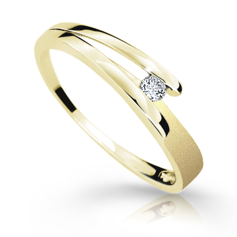 Zlatý prsten DF 1716 ze žlutého zlata, s briliantem 53