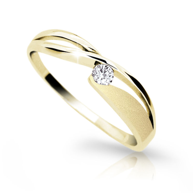 Zlatý prsten DF 1721 ze žlutého zlata, s briliantem 62