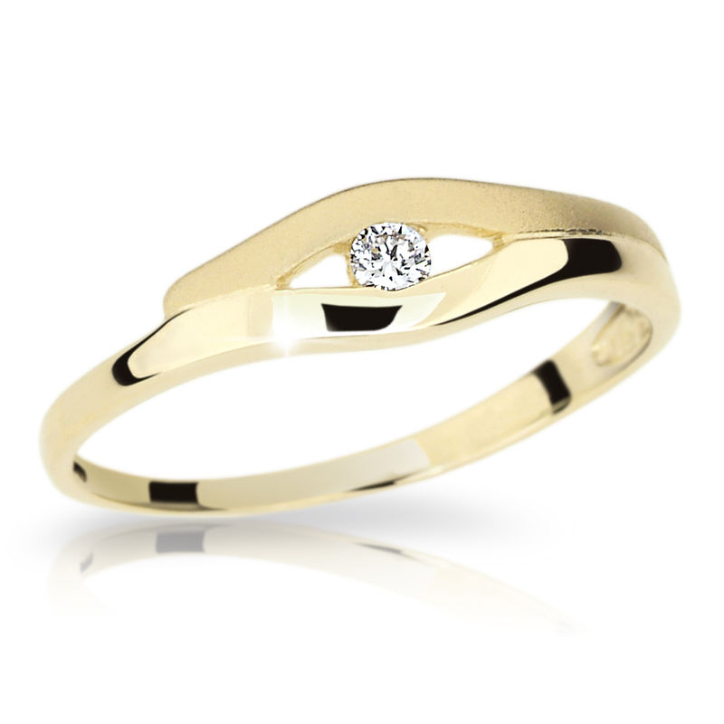 Zlatý prsten DF 1745 ze žlutého zlata, s briliantem 48