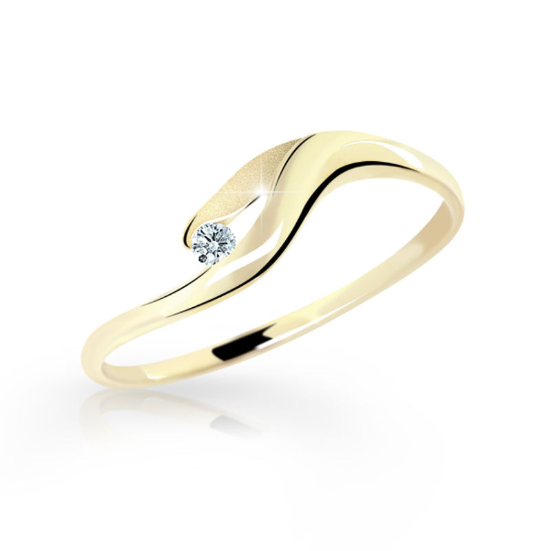 Zlatý dámský prsten DF 1749 ze žlutého zlata, s briliantem 49