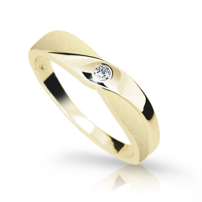 Zlatý prsten DF 1760 ze žlutého zlata, s briliantem 58