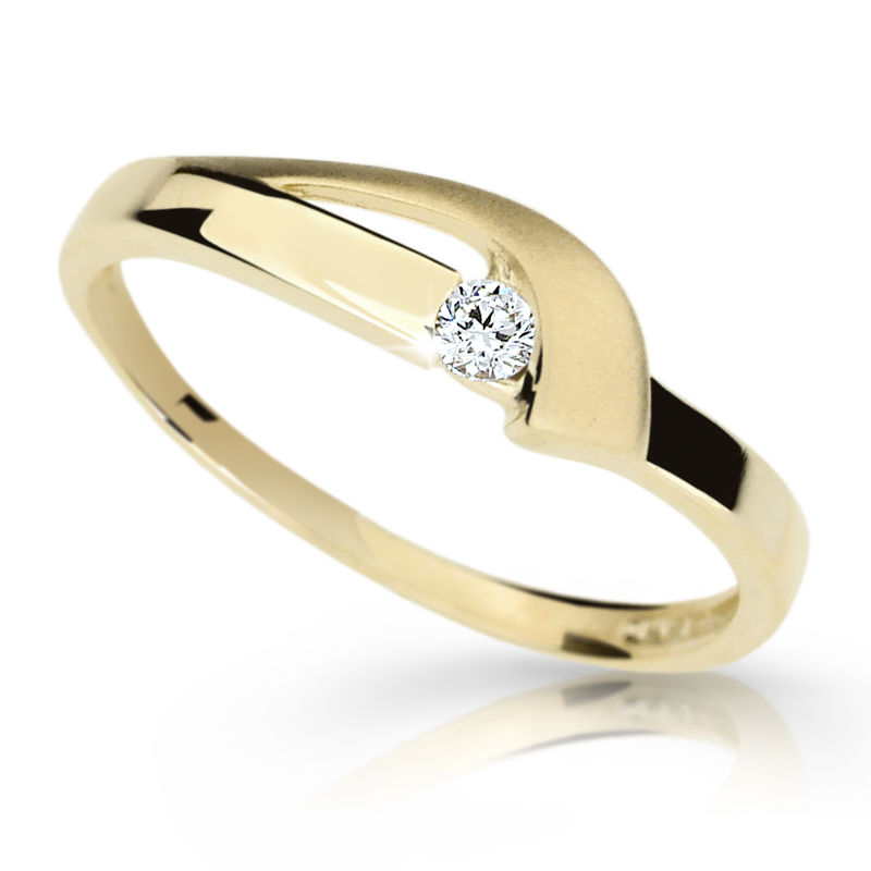 Zlatý prsten DF 1779 ze žlutého zlata, s briliantem 46