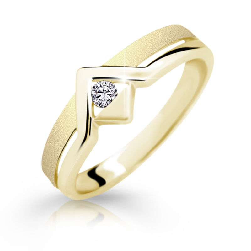 Zlatý prsten DF 1837 ze žlutého zlata, s briliantem 61