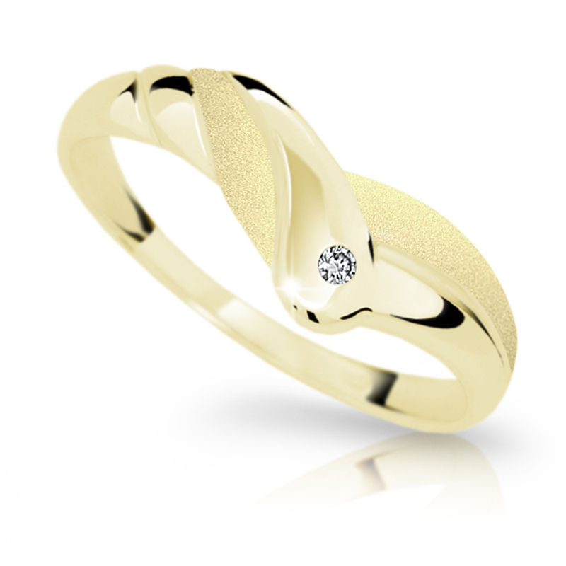 Zlatý prsten DF 1841 ze žlutého zlata, s briliantem 54