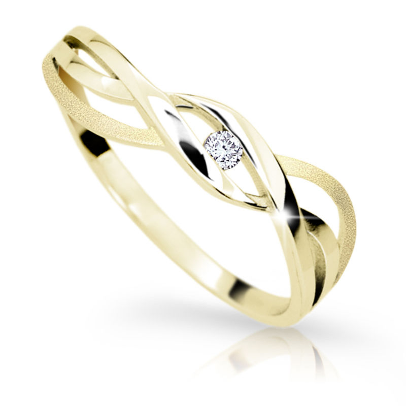 Zlatý prsten DF 1843 ze žlutého zlata, s briliantem 58