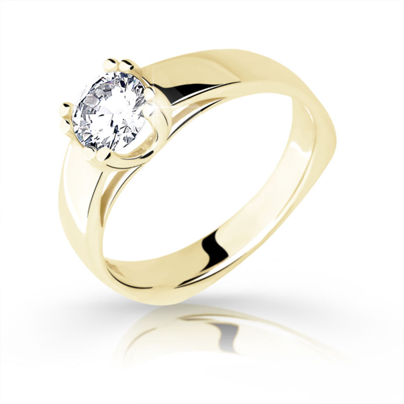 Zlatý zásnubní prsten DF 1888, žluté zlato, s diamantem 47