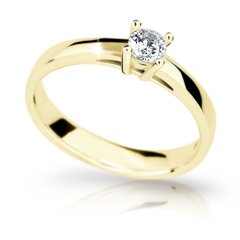 Zlatý zásnubní prsten DF 1902, žluté zlato, s briliantem 49