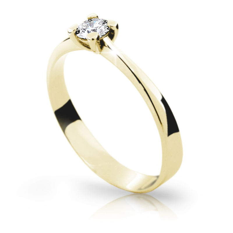 Zlatý zásnubní prsten DF 1905, žluté zlato, s briliantem 56