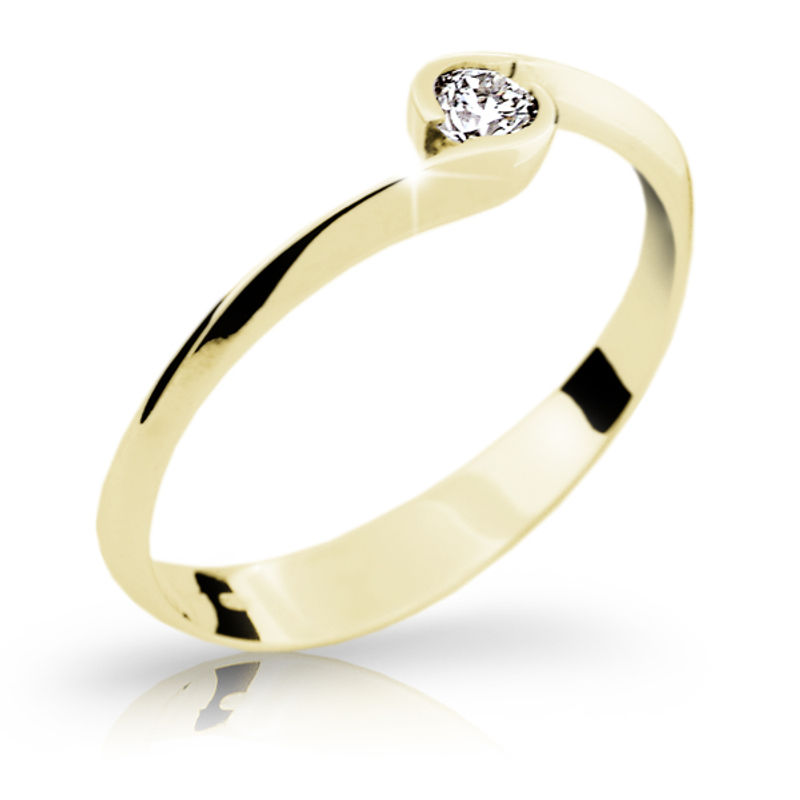 Zlatý zásnubní prsten DF 1914, žluté zlato, s briliantem 65