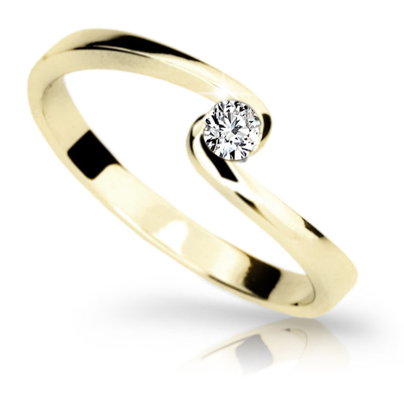 Zlatý zásnubní prsten DF 1934, žluté zlato, s briliantem 53