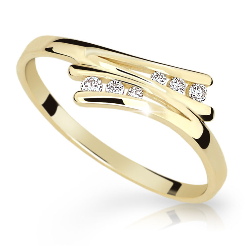 Zlatý prsten DF 1950 ze žlutého zlata, s briliantem 53