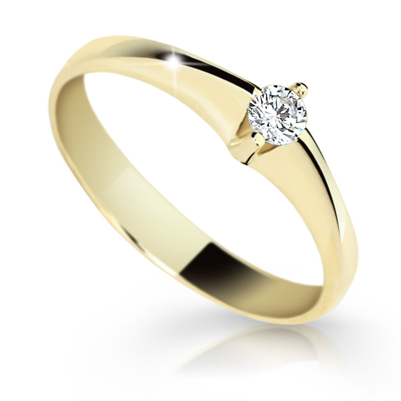 Zlatý zásnubní prsten DF 1956, žluté zlato, s briliantem 55