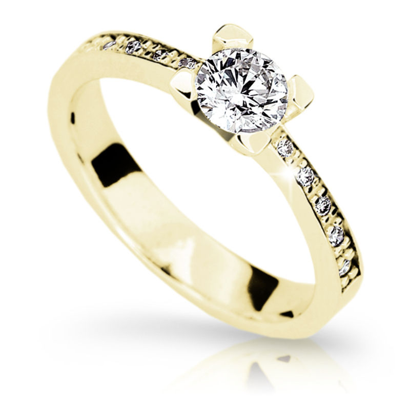 Zlatý zásnubní prsten DF 1961, žluté zlato, s diamantem 46