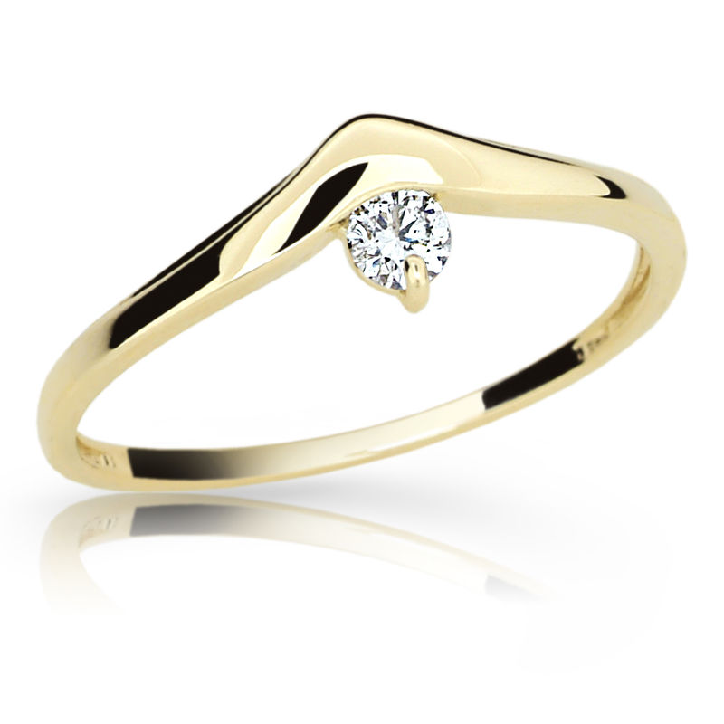 Zlatý zásnubní prsten DF 2016, žluté zlato, s briliantem 50