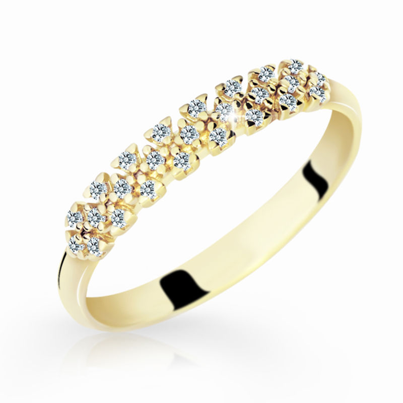 Zlatý dámský prsten DF 2059 ze žlutého zlata, s briliantem 58
