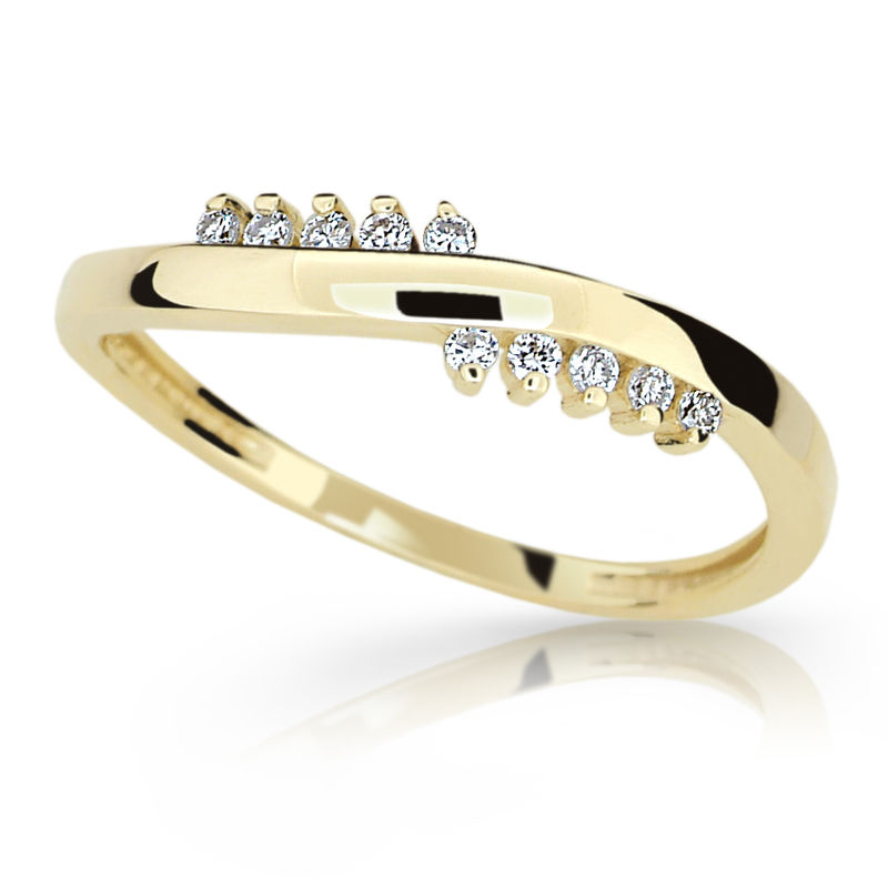 Zlatý prsten DF 2064 ze žlutého zlata, s briliantem 49