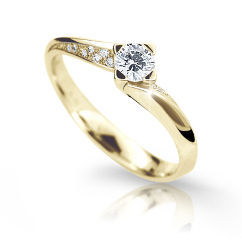 Zlatý zásnubní prsten DF 2101, žluté zlato, s briliantem 47