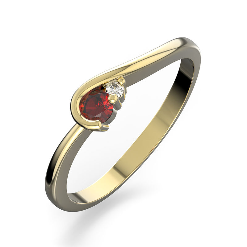 Zlatý dámský prsten DF 2953 ze žlutého zlata, rubín s diamanty 61