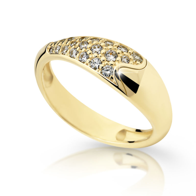 Zlatý prsten DF 2309 ze žlutého zlata, s briliantem 54