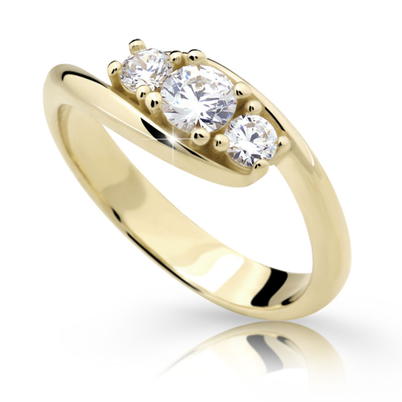 Zlatý prsten DF 2333 ze žlutého zlata, s briliantem 49
