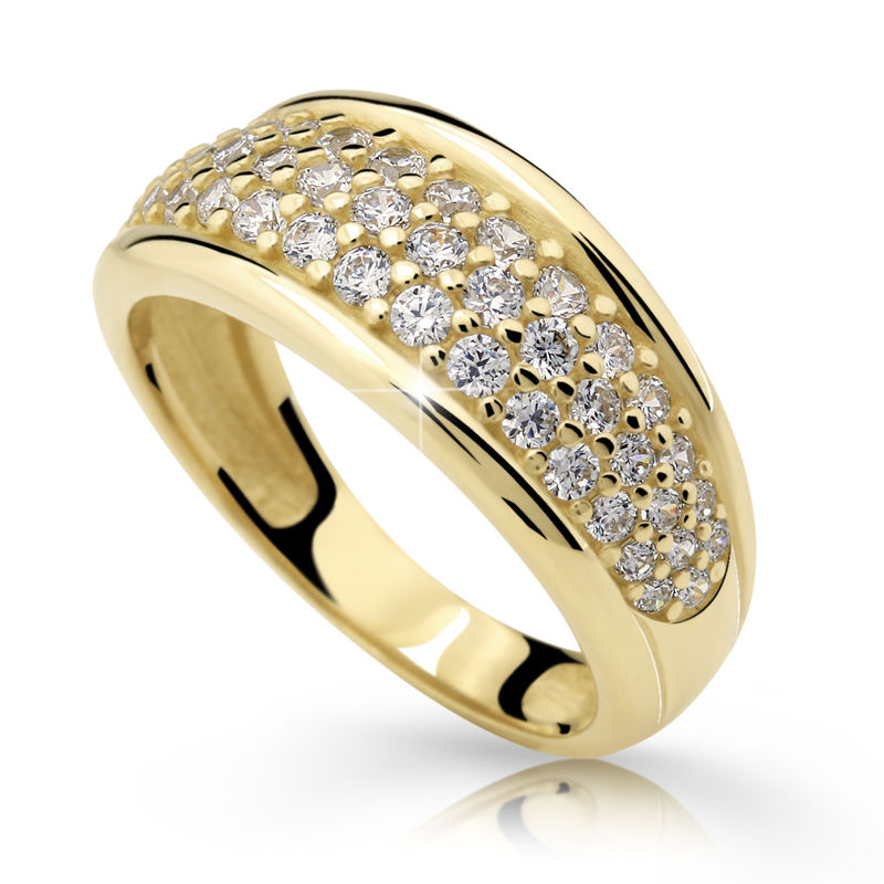 Zlatý prsten DF 2335 ze žlutého zlata, s briliantem 53