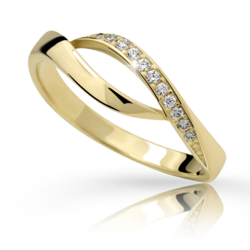 Zlatý prsten DF 2346 ze žlutého zlata, s briliantem 57