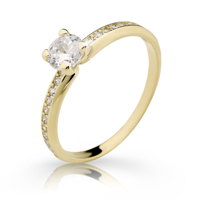 Zlatý zásnubní prsten DF 2354, žluté zlato, s diamantem 60