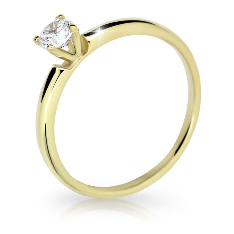 Zlatý prsten DF 2521 ze žlutého zlata, s briliantem 50