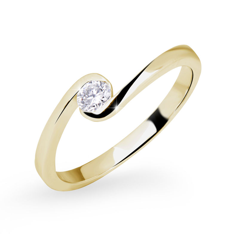 Zlatý zásnubní prsten DF 3066, žluté zlato, s briliantem 64