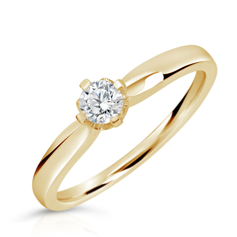 Zlatý zásnubní prsten DF 4040, žluté zlato, s briliantem 52