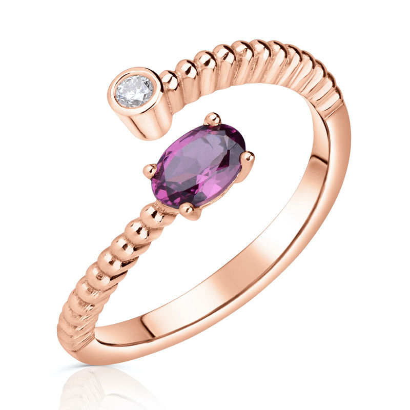 Zlatý dámský prsten DF 4021 z růžového zlata, rodolit 60