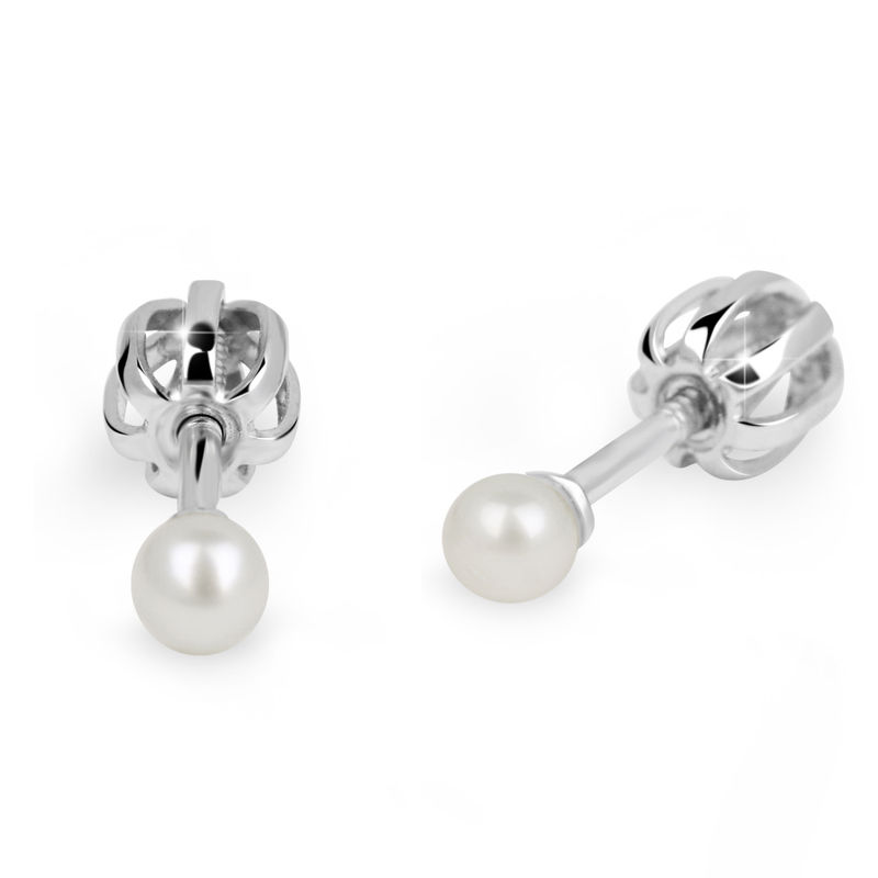 Zlaté dámské náušnice DF 2749-3, sladkovodní perla, bílé zlato