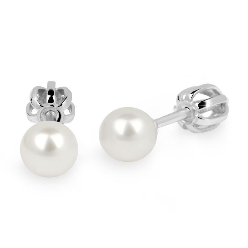 Zlaté dámské náušnice DF 2749-5, sladkovodní perla, bílé zlato