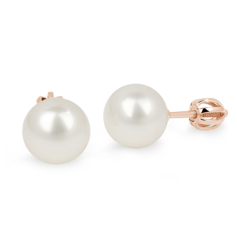 Zlaté dámské náušnice DF 2749-9, sladkovodní perla, růžové zlato