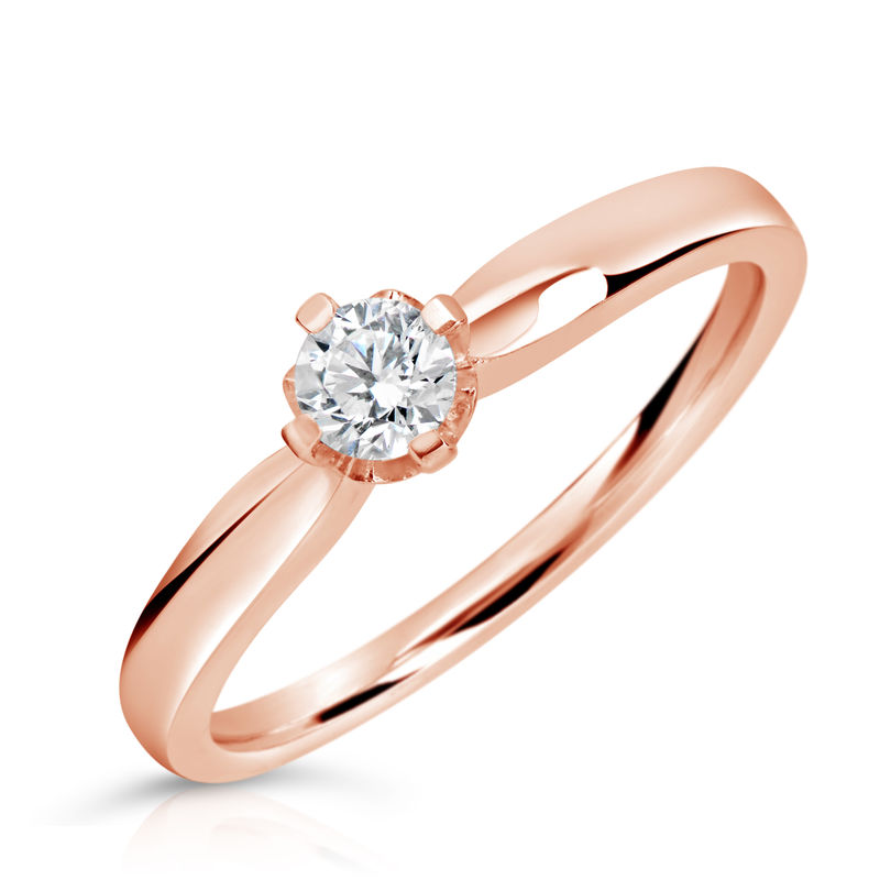 Zlatý zásnubní prsten DF 4040, růžové zlato, s briliantem 47